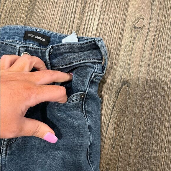 True Religion Halle Jeans Gray Vintage Wash Skinny Leg Size 24W - Picture 13 of 13